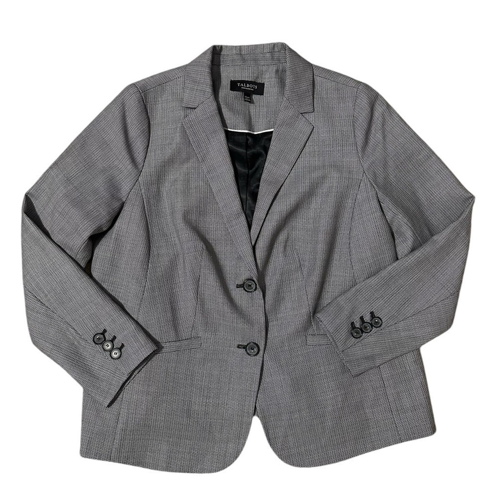 Talbots Wool Blend Two Button Closure Gray Black … - image 1